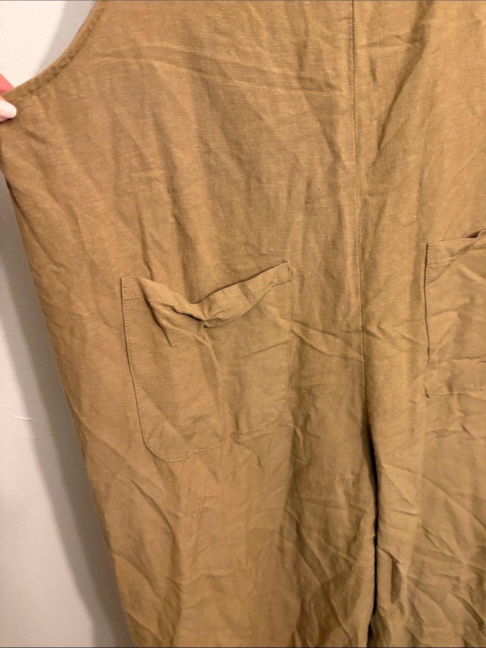 Slouchy Boho Linen Jumpsuit Brown, Medium - Picture 2 of 10